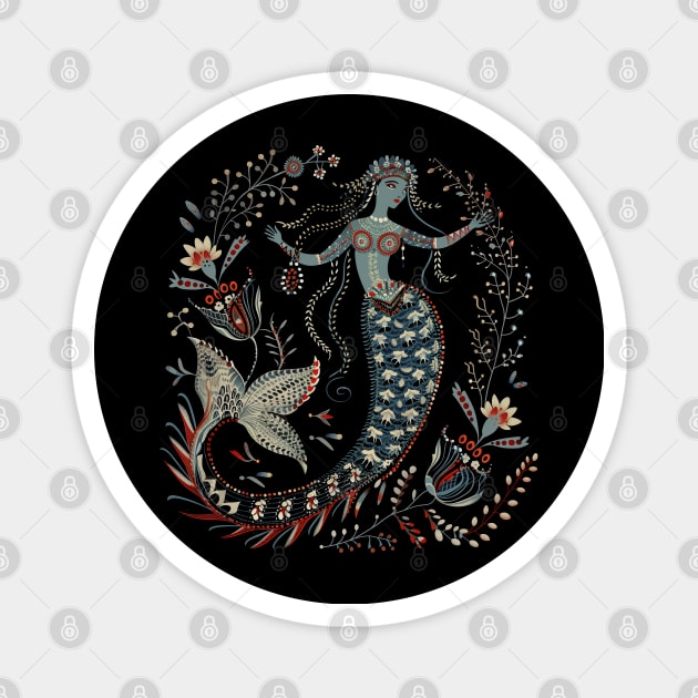 Ethno Mermaid in Old Slavic style Magnet by FrogandFog